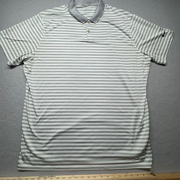 Nike Other - Nike Golf Polo Shirt Mens XXL Grey Striped Dri-FIT Short Sleeve Performance